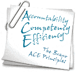 The Bravo ACE Principles: Accountability, Competency, Efficiency.
